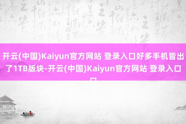 开云(中国)Kaiyun官方网站 登录入口好多手机皆出了1TB版块-开云(中国)Kaiyun官方网站 登录入口
