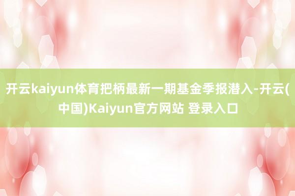 开云kaiyun体育把柄最新一期基金季报潜入-开云(中国)Kaiyun官方网站 登录入口